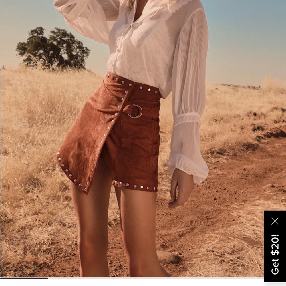 Lulu's Rust Suede Wrap Skirt